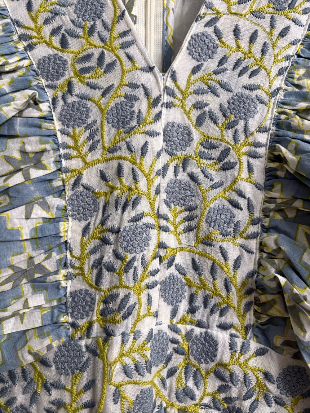 MAREA Embroidered Floral Top in Blue and Green - Picture 6 of 11